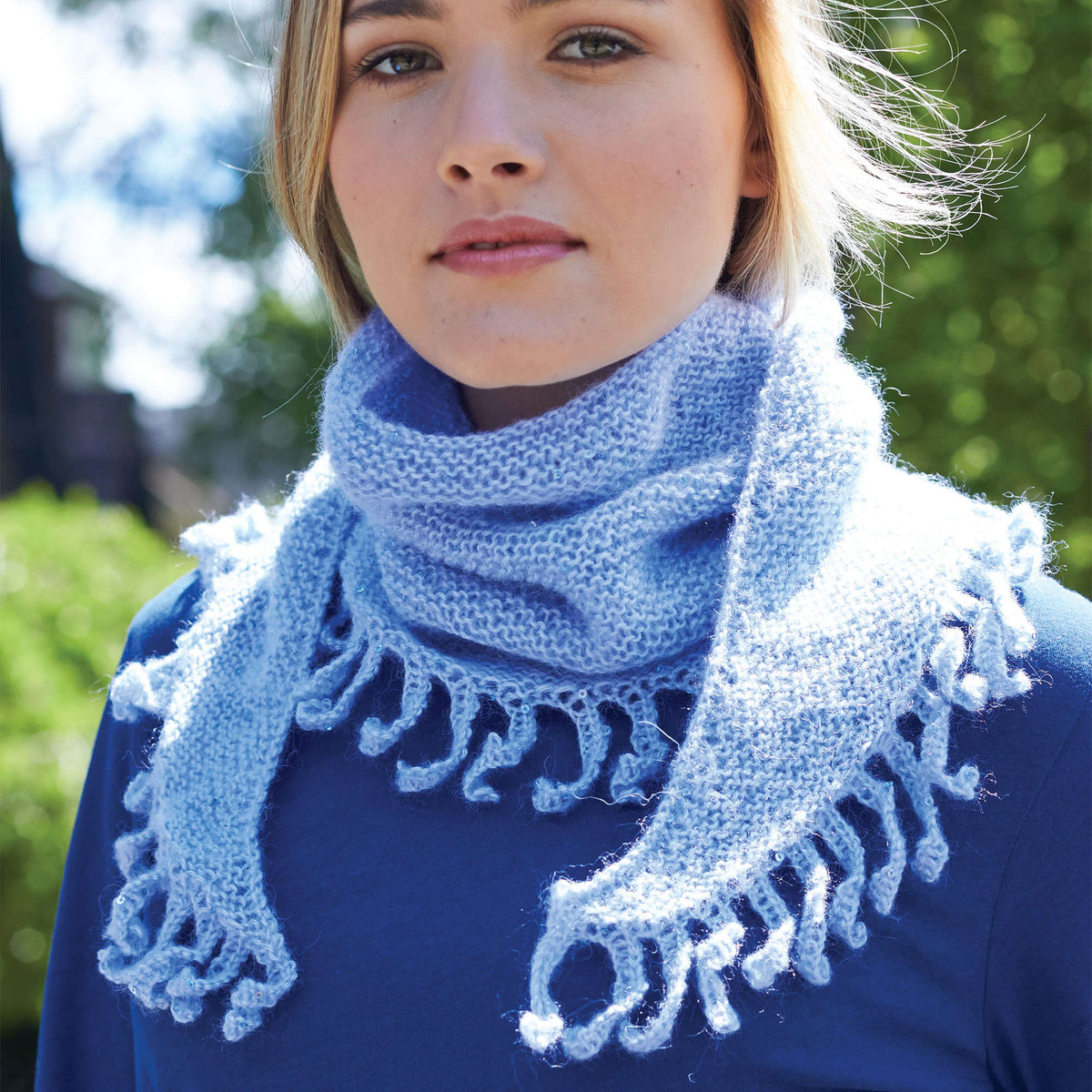 Patons Knit Friseur Fringe Shawl Pattern | lace, you achieve a soft