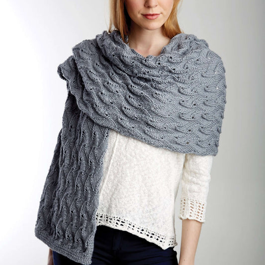 Patons Knit Elegant Lace Shawl Pattern | Silk Bamboo, Intermediate