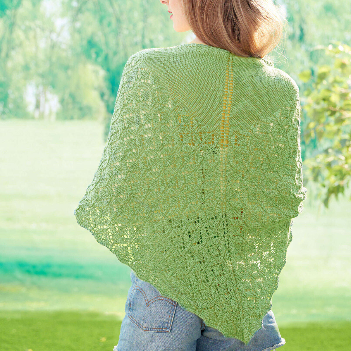 Patons Pastoral Lace Knit Shawl Pattern | stocking stitch, motif
