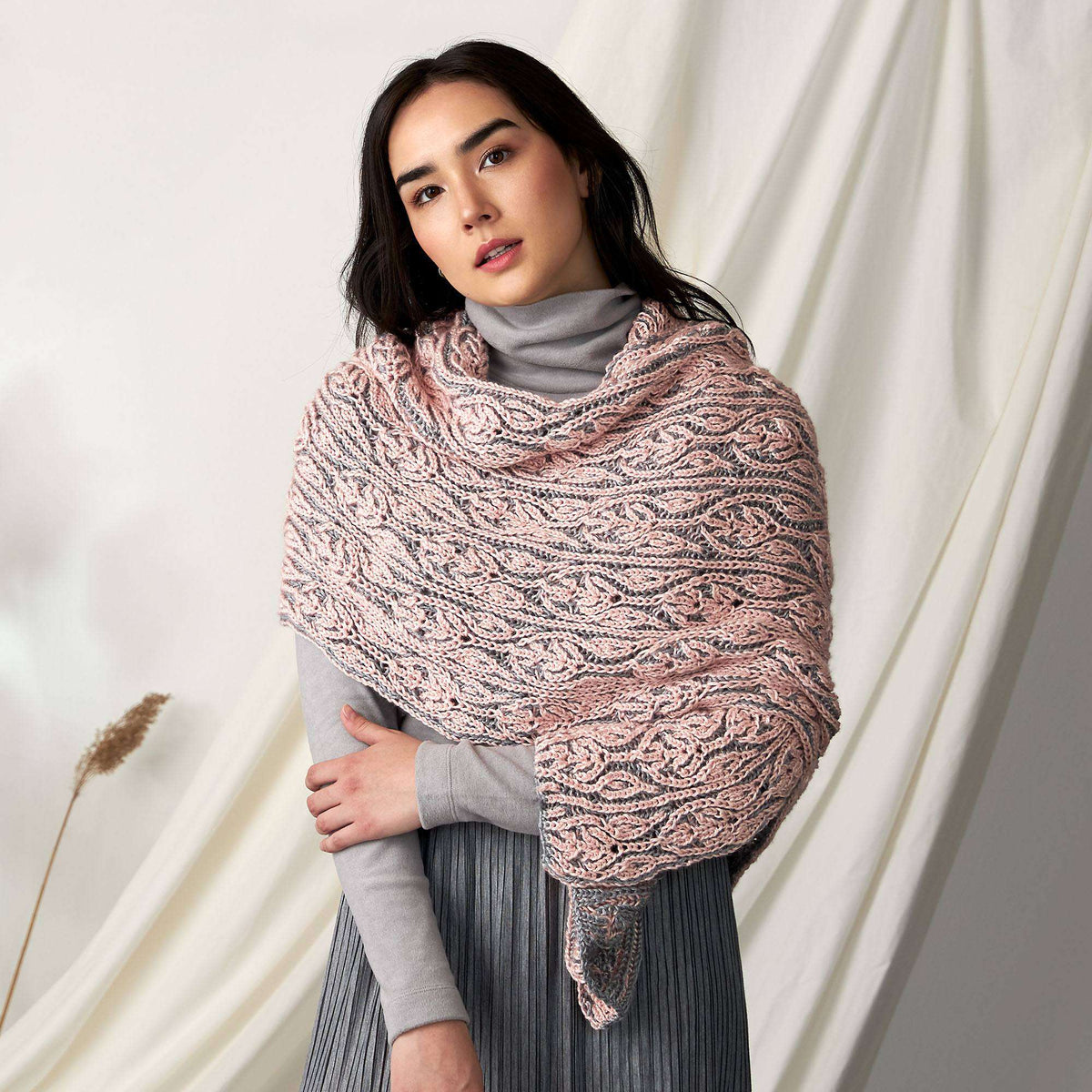Patons Allan Gardens Knit Brioche Shawl Pattern | increases, gift, shades