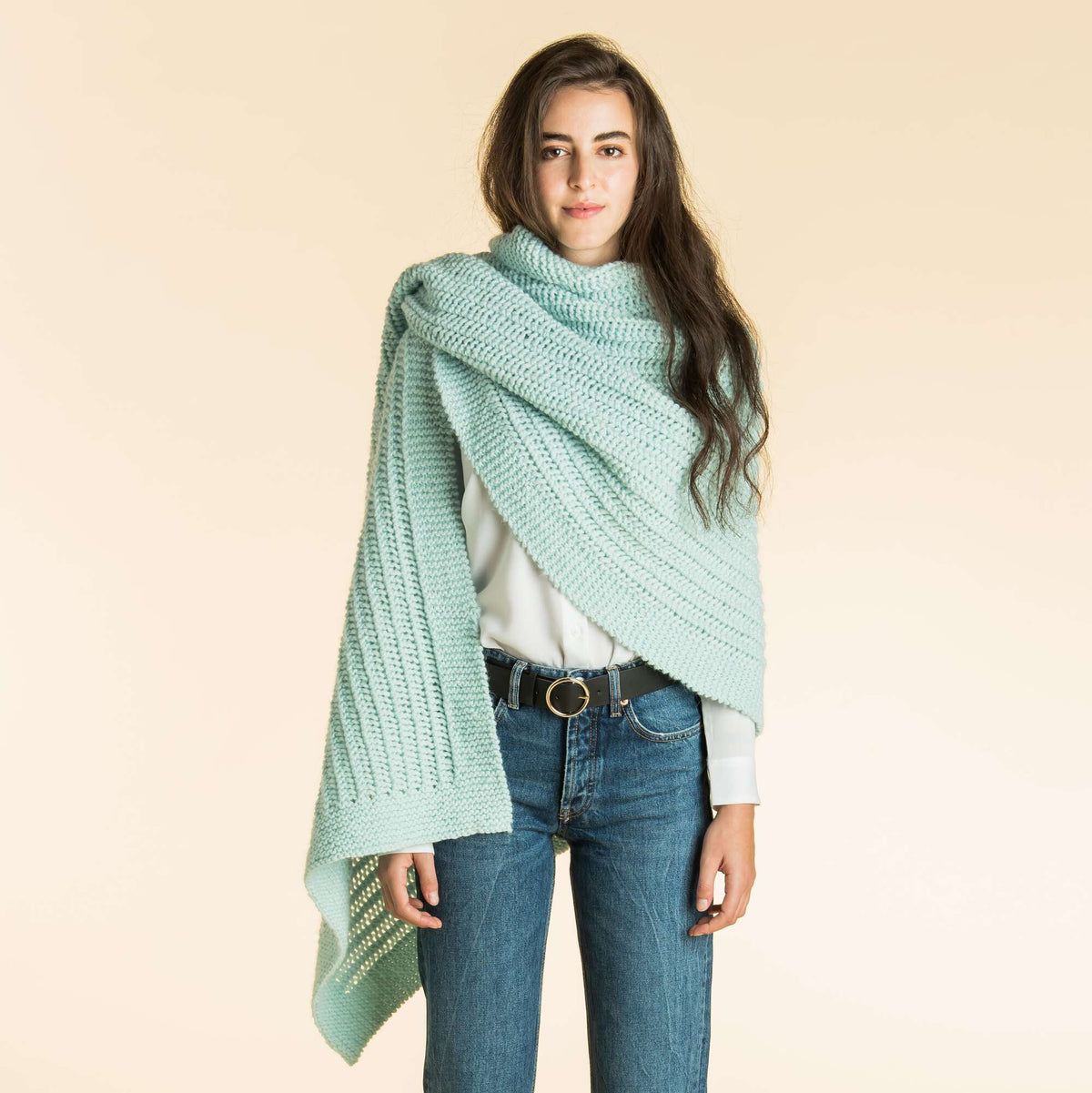 Patons Knit Easy Eyelet Stitch Wrap Pattern | lace, winter, gift