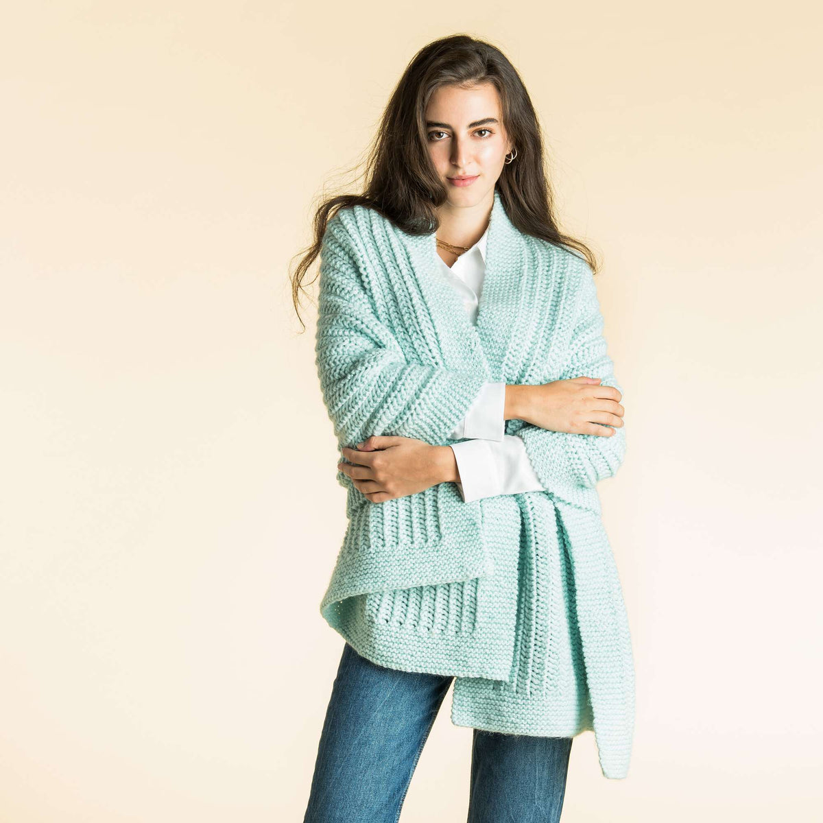 Patons Knit Easy Eyelet Stitch Wrap Pattern | lace, winter, gift