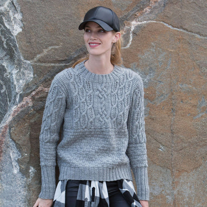 Patons Boxy Cabled Crew Knit Pullover Pattern | cables, gift, colors