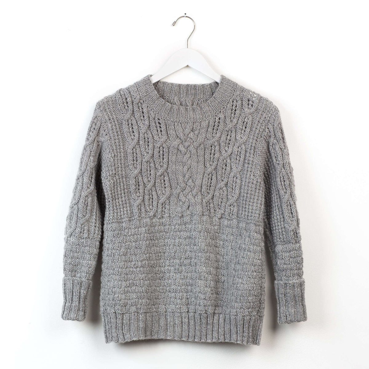 Patons Boxy Cabled Crew Knit Pullover Pattern | cables, gift, colors