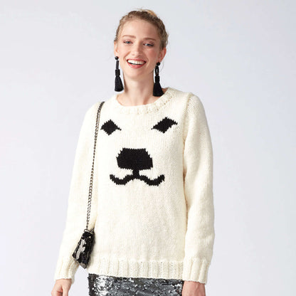 Patons Polar Bear Knit Holiday Sweater Pattern | winter, gift, bulky