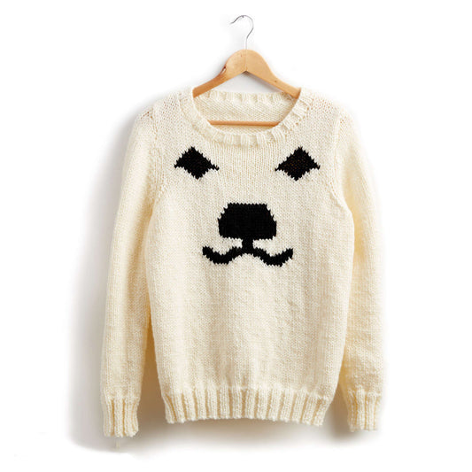 Patons Polar Bear Knit Holiday Sweater Pattern | winter, gift, bulky