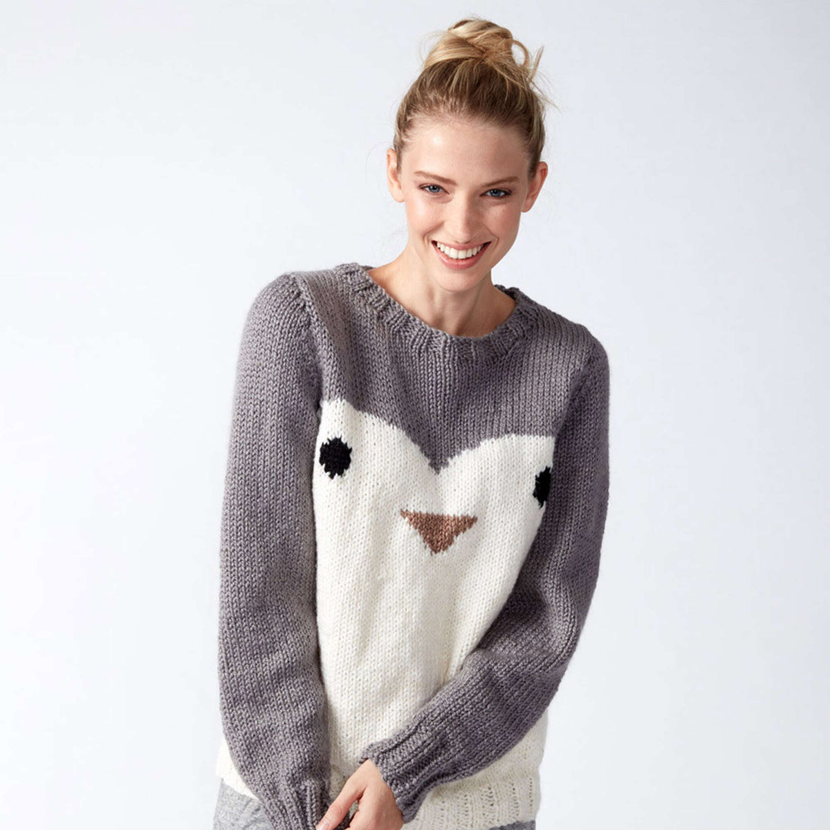 Patons Penguin Knit Holiday Sweater Pattern | gift, colors, shades