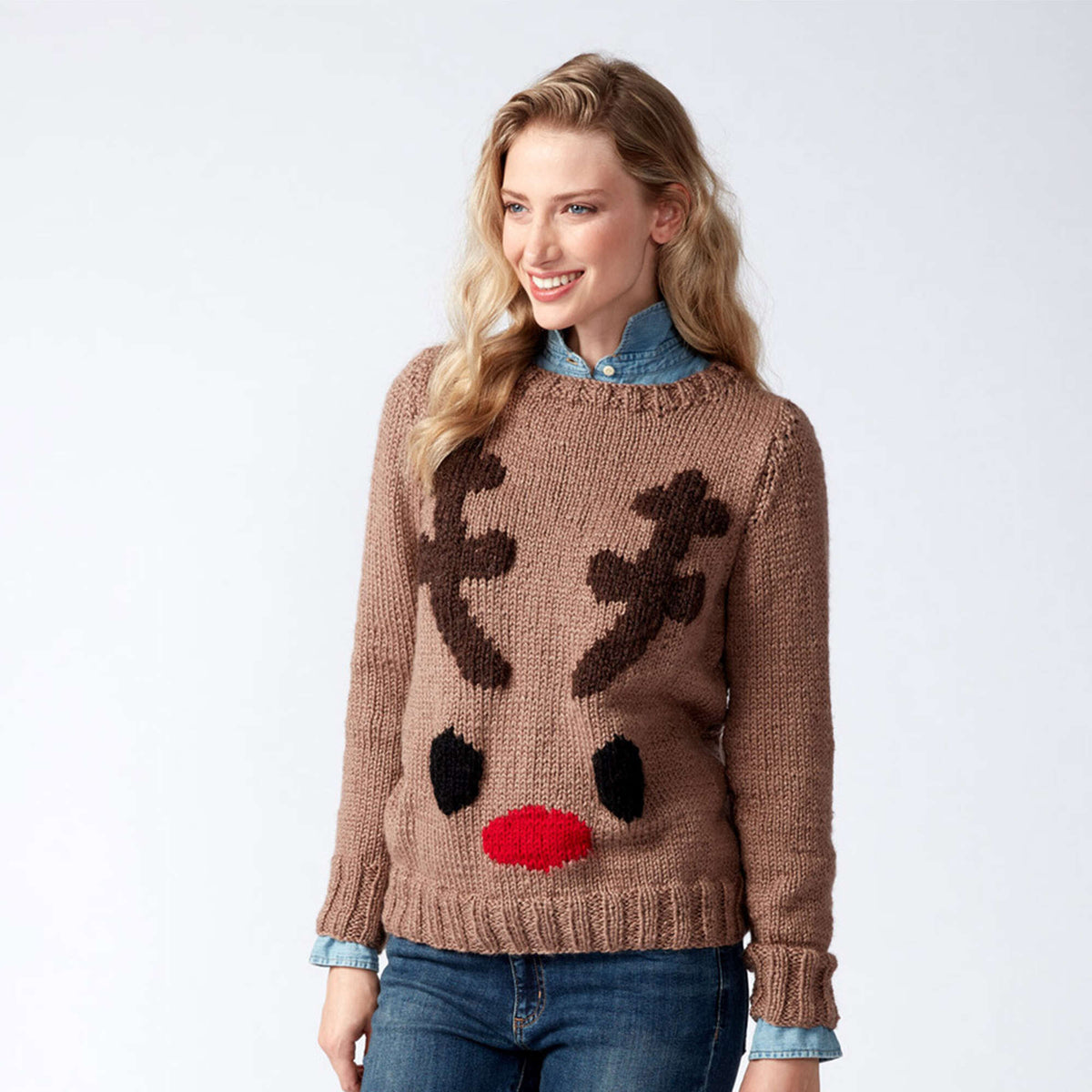Patons Reindeer Knit Holiday Sweater Pattern | Christmas, gift, colors
