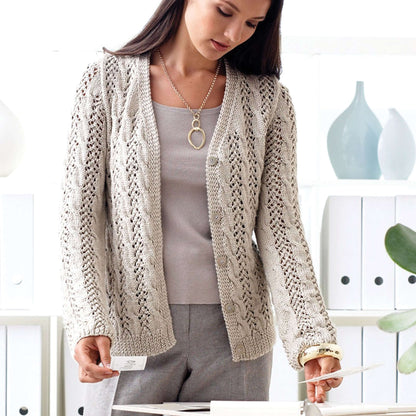 Patons Lace and Cable Knit Cardigan Pattern | Silk Bamboo, Women