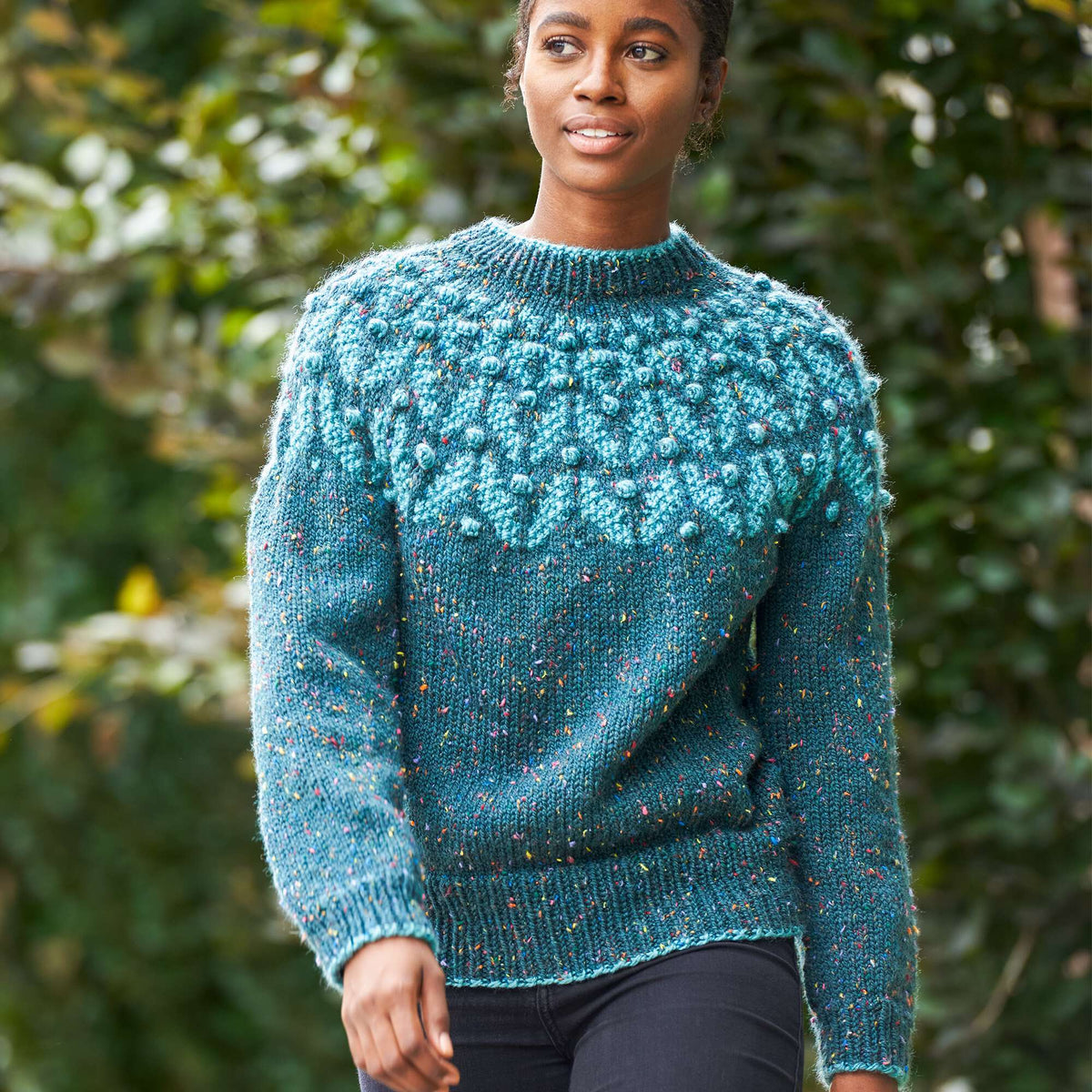 Patons Rich Tweed Chevron Knit Sweater Pattern | Fair Isle, rounds, gift