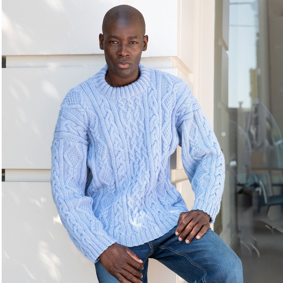 Patons Cable Knit Mock Neck Pullover Pattern | ribbed, ribbing, textured