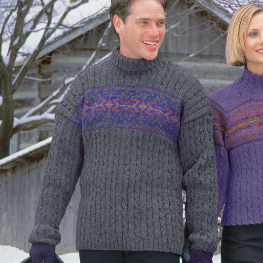 Patons Knit Men's Cable & Snowflake Pattern | Fair Isle, gift, colors