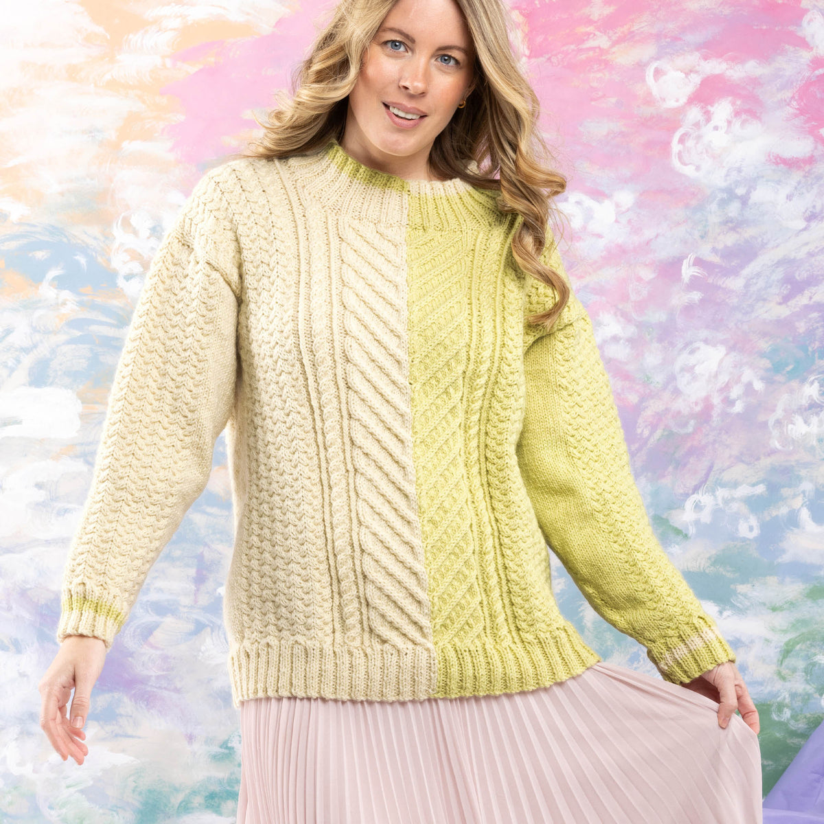 Patons Knit Split Cable Sweater Pattern | gift, texture, Adult