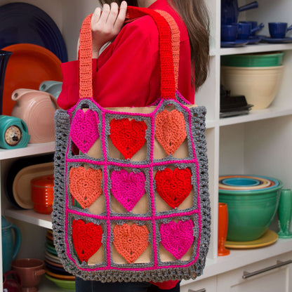 Red Heart Crochet I Love My Tote Bag Pattern | rows, gift, motifs