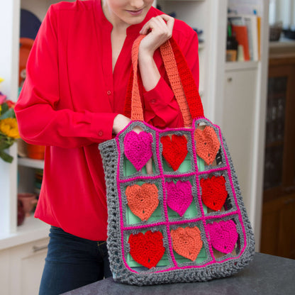 Red Heart Crochet I Love My Tote Bag Pattern | rows, gift, motifs