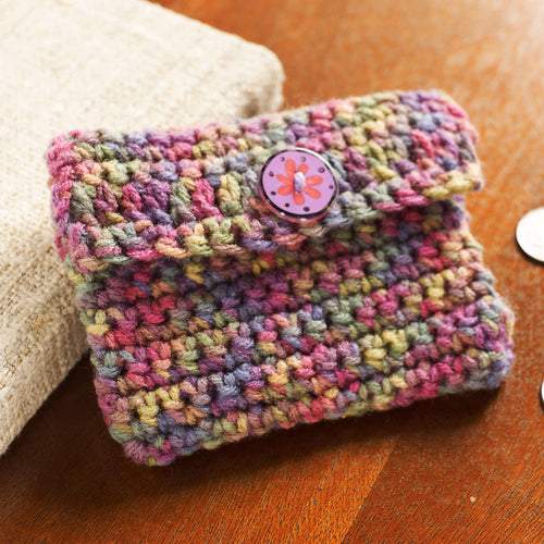 Red Heart Crochet Change Purse Pattern | Super Saver, gifts, shades