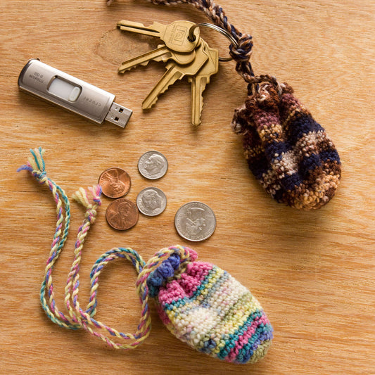 Red Heart Crochet Key Ring Pouch Pattern | & Sole, gift, drawstring