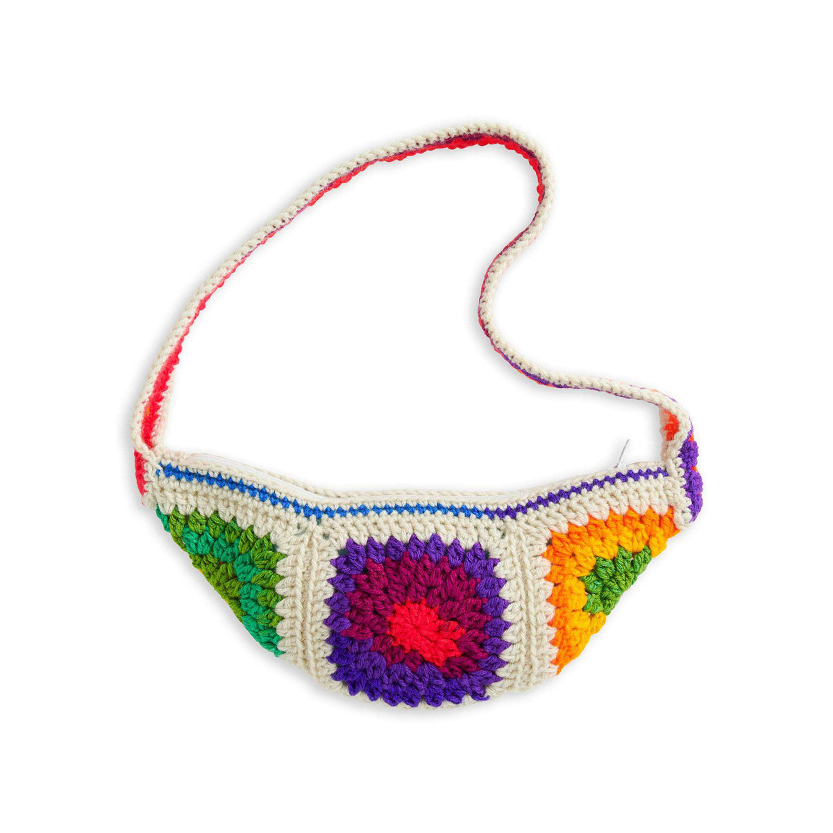 Red Heart Crochet Granny Fanny Bag Pattern | colorwork, stripes, rounds