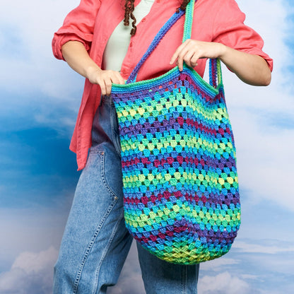 Red Heart Granny Clusters Crochet Tote Pattern | beach, colors, shades