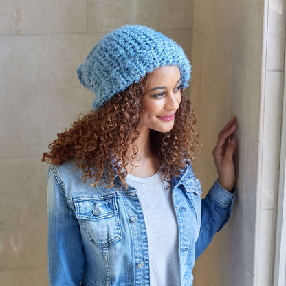 Red Heart Simply Slouchy Crochet Hat Pattern | gift, texture, furry