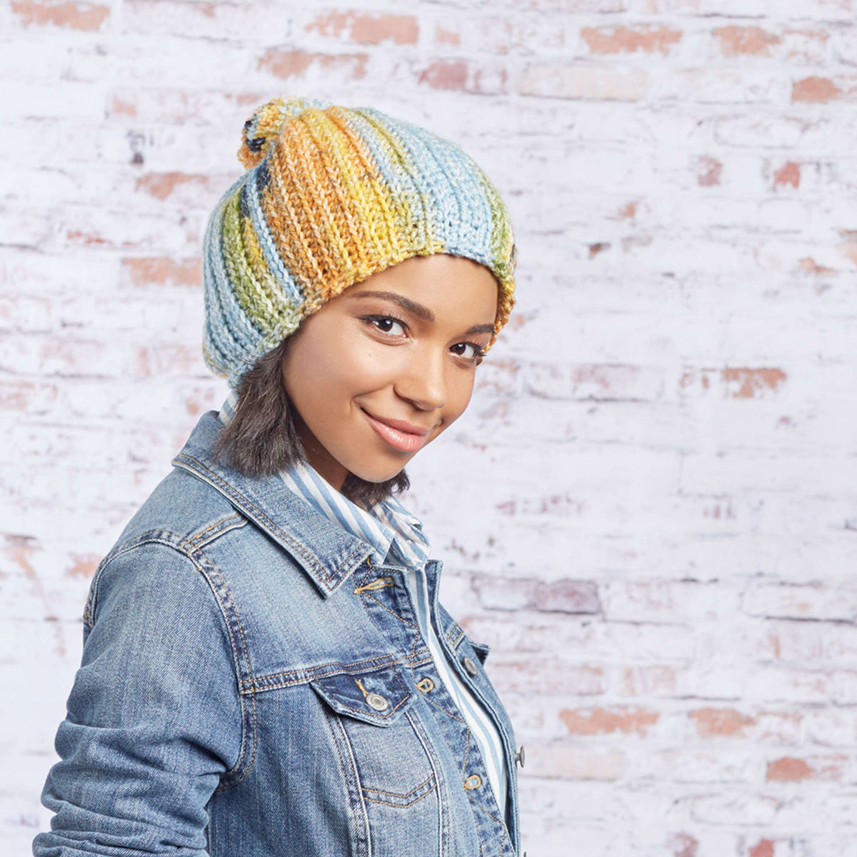 Red Heart Crochet Big Pom Slouchy Hat Pattern | rows, gift, colorful
