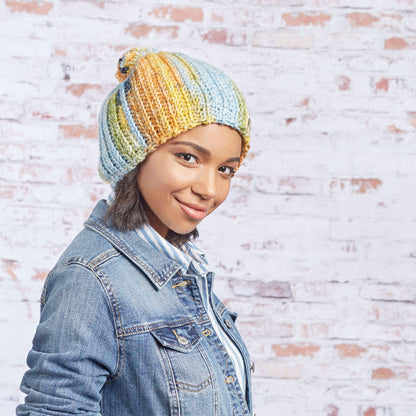 Red Heart Crochet Big Pom Slouchy Hat Pattern | rows, gift, colorful