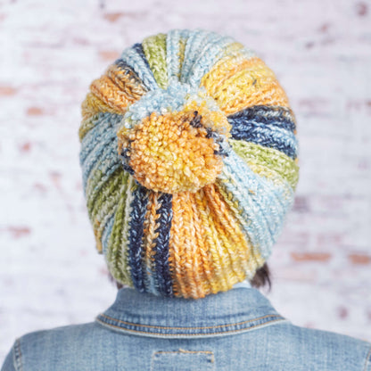 Red Heart Crochet Big Pom Slouchy Hat Pattern | rows, gift, colorful