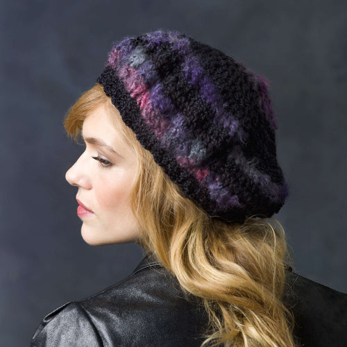 Red Heart Crochet Slouchy Beret Pattern | Boutique Magical, texture, Hats