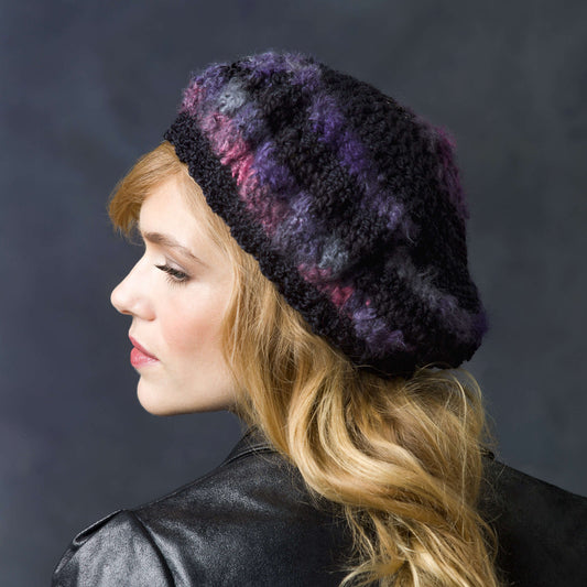 Red Heart Crochet Slouchy Beret Pattern | Boutique Magical, texture, Hats