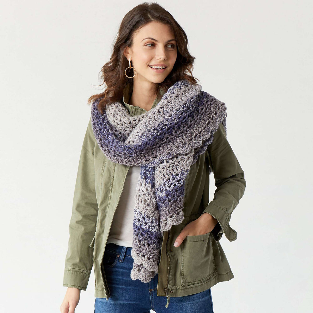 Red Heart Oversized Style Shawl Pattern | single crochet, slip stitch, Roll