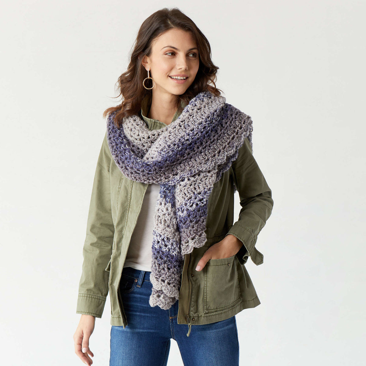 Red Heart Oversized Style Shawl Pattern | single crochet, slip stitch, Roll
