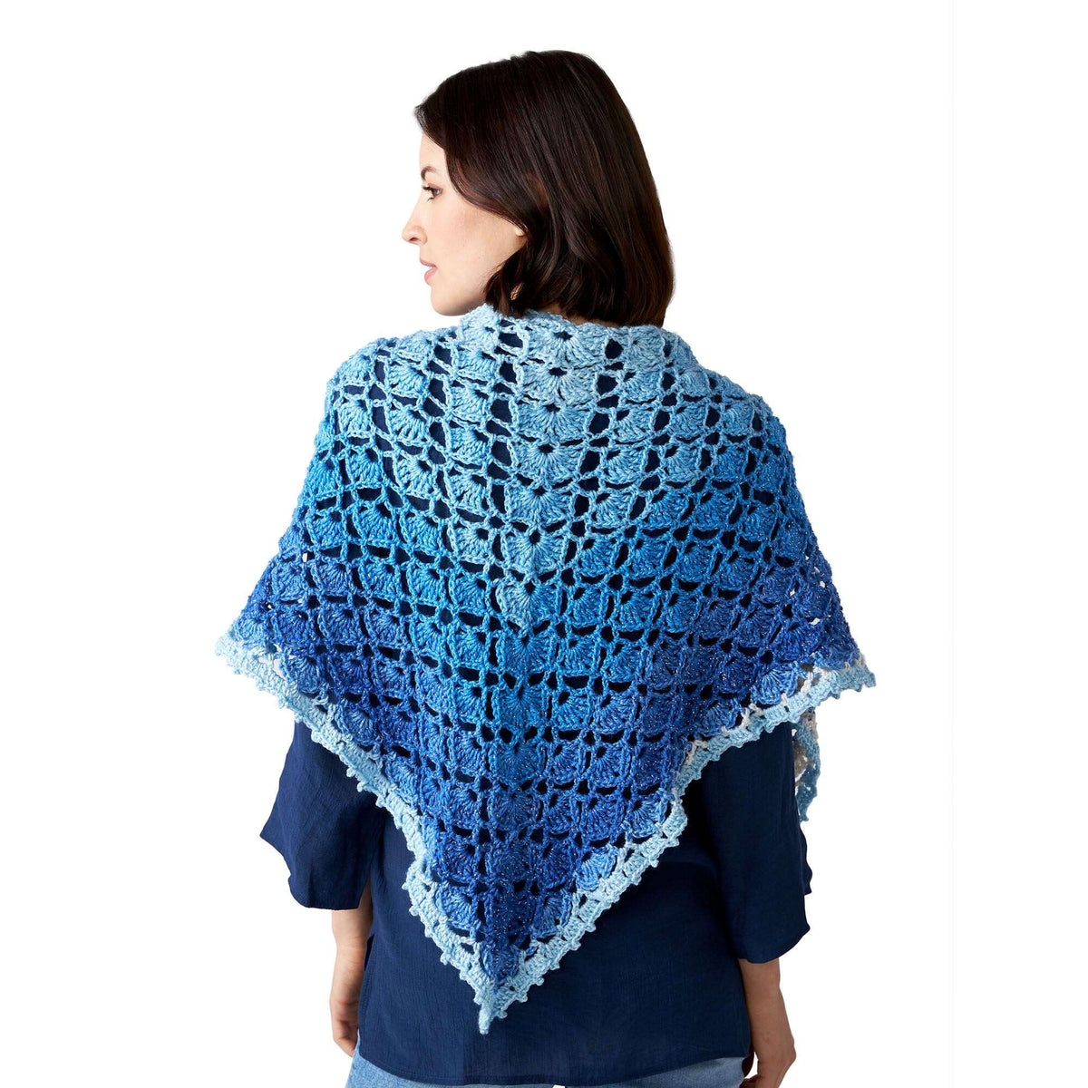 Red Heart Allover Lace Crochet Shawl Pattern | shell stitch, increases