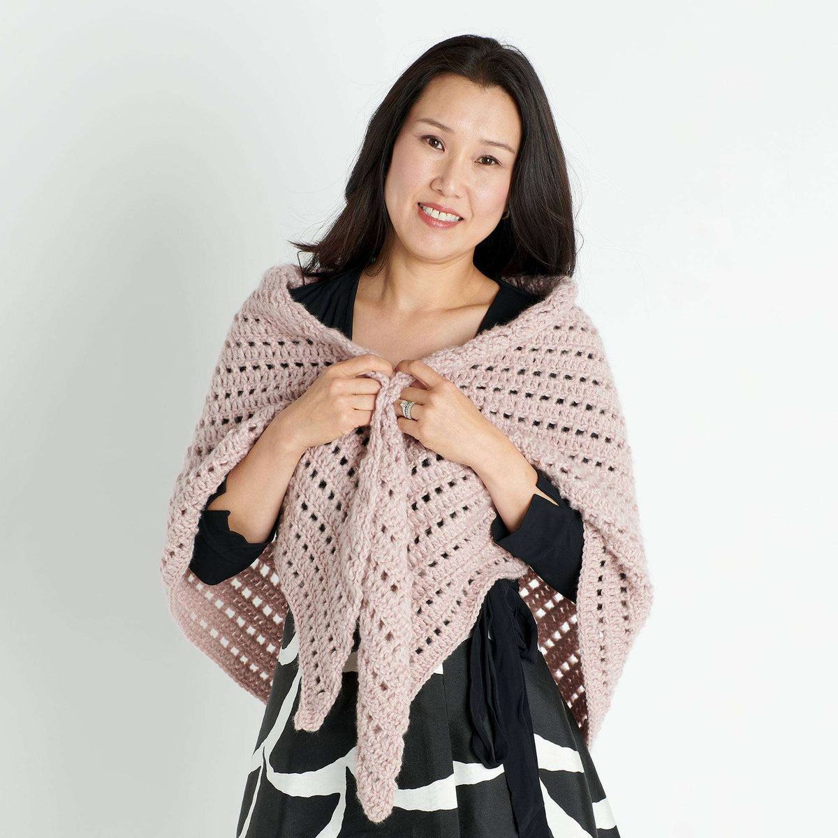 Red Heart Easy Crochet Triangle Shawl Pattern | rows, gift, texture