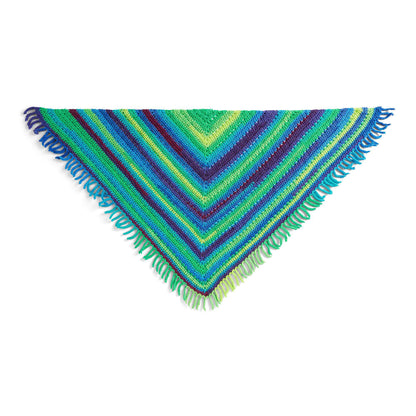 Red Heart Crochet Fringe Shawl Pattern | gift, stripes, shades