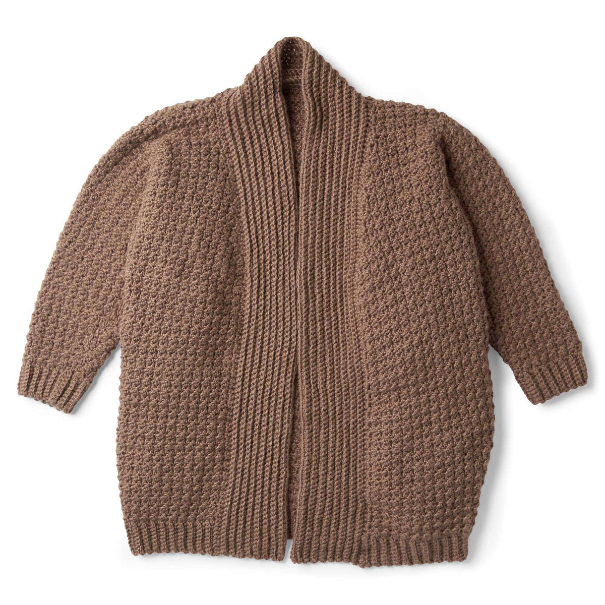 Red Heart Cozy Textured Crochet Cardigan Pattern | ribbed, gift, collar