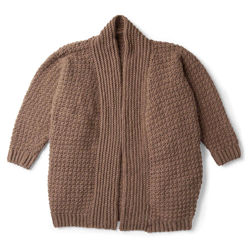 Red Heart Cozy Textured Crochet Cardigan Pattern | ribbed, gift, collar
