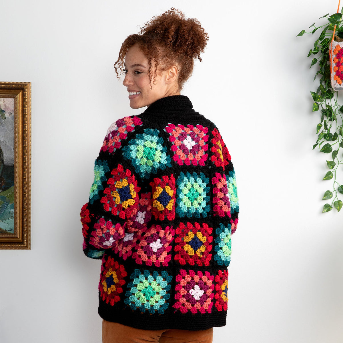 Red Heart Cozy Crochet Granny Cardigan Pattern | gift, colors, shades