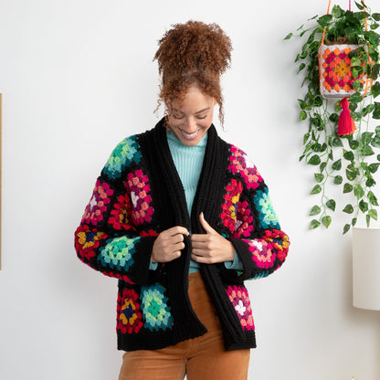 Red Heart Cozy Crochet Granny Cardigan Pattern | gift, colors, shades