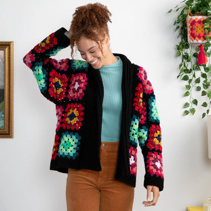 Red Heart Cozy Crochet Granny Cardigan Pattern | gift, colors, shades