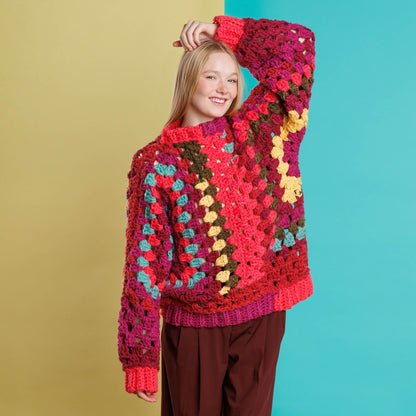 Red Heart Love My Crochet Hexi Colorful Pullover Pattern | rounds, rows