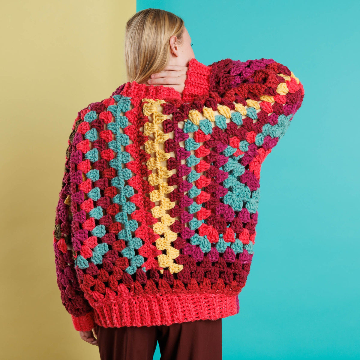 Red Heart Love My Crochet Hexi Colorful Pullover Pattern | rounds, rows