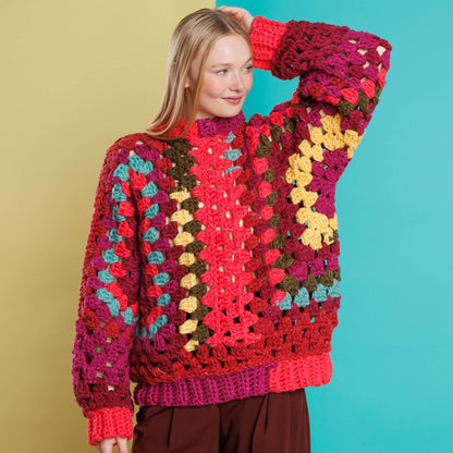 Red Heart Love My Crochet Hexi Colorful Pullover Pattern | rounds, rows