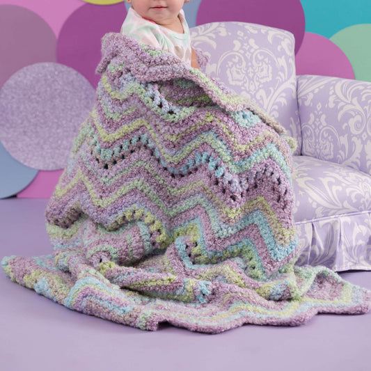 Red Heart Ripple Crochet Baby Blanket Pattern | nursery, shades, bulky
