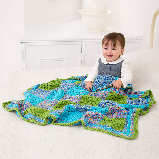 Red Heart Many Squares Crochet Baby Blanket Pattern | colors, Beginner