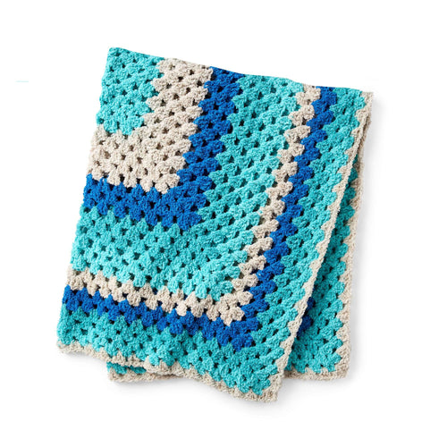 Red Heart Easy-Go-Round Crochet Blanket Pattern | chain spaces, gift