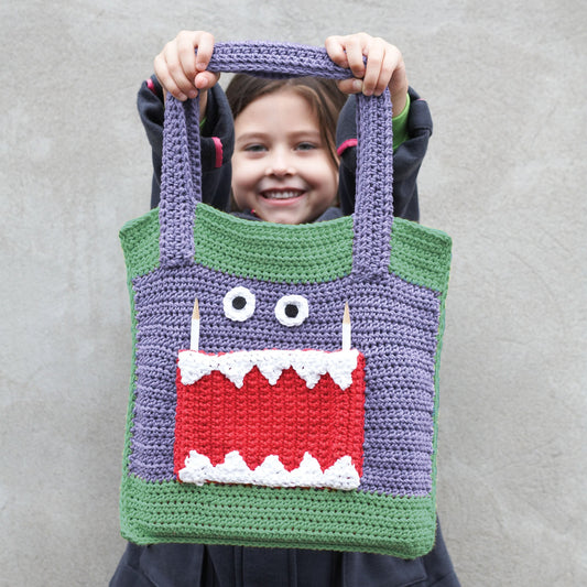 Red Heart Snack Monster Crochet Tote Pattern | sewing, toys, pockets