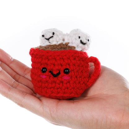 Red Heart Crochet Cozy Cocoa Amigurumi Pattern | back loops, embroidery