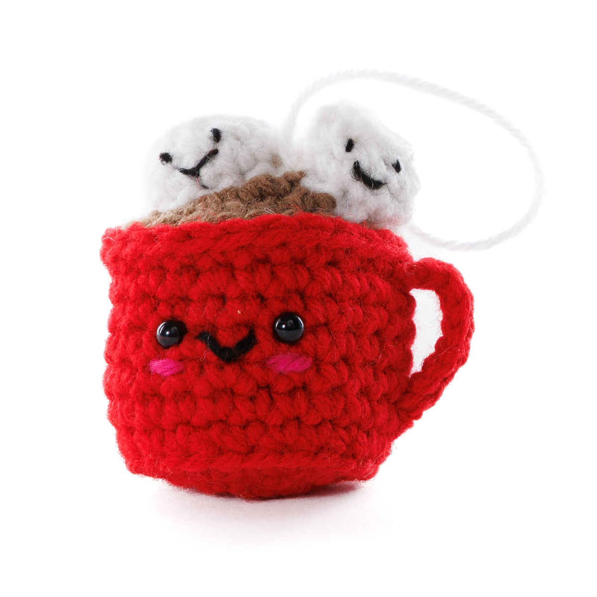 Red Heart Crochet Cozy Cocoa Amigurumi Pattern | back loops, embroidery