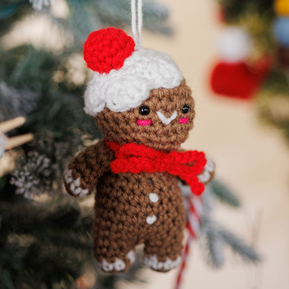 Red Heart Crochet Gingerfella Amigurumi Pattern | magic ring, gift, tree