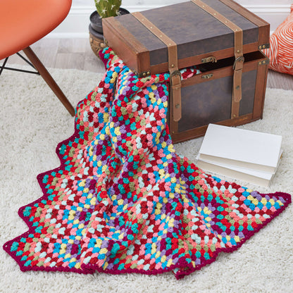 Red Heart Crochet Throw-back Granny Chevron Pattern | colors, shades